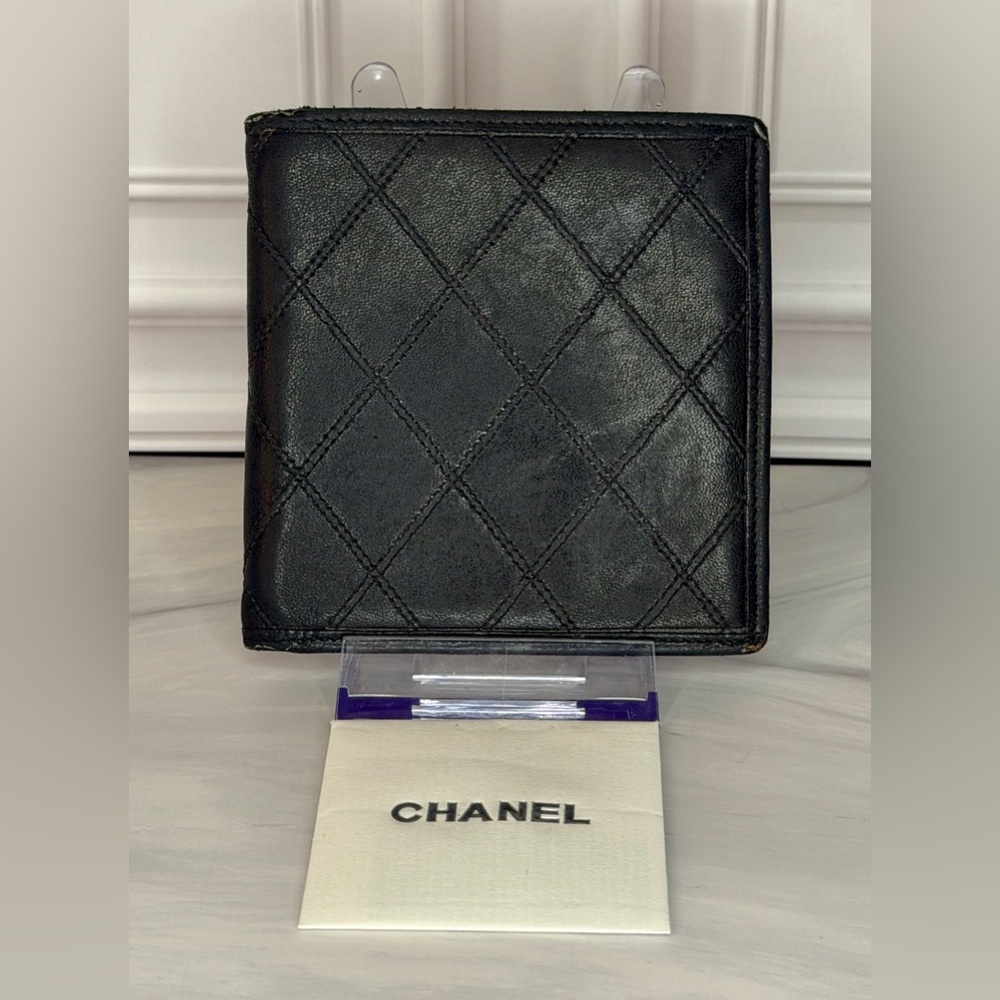 CHANEL Men’s Quilted Leather Bifold Wallet | Black | Vintage | Includes COA